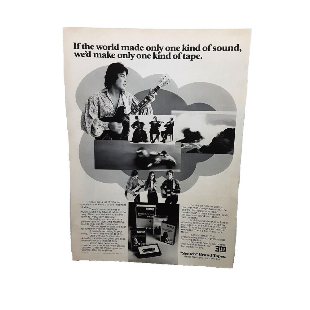 1973 3M Scotch Brand Tapes Different Kinds Of Music Original Print Ad Vintage